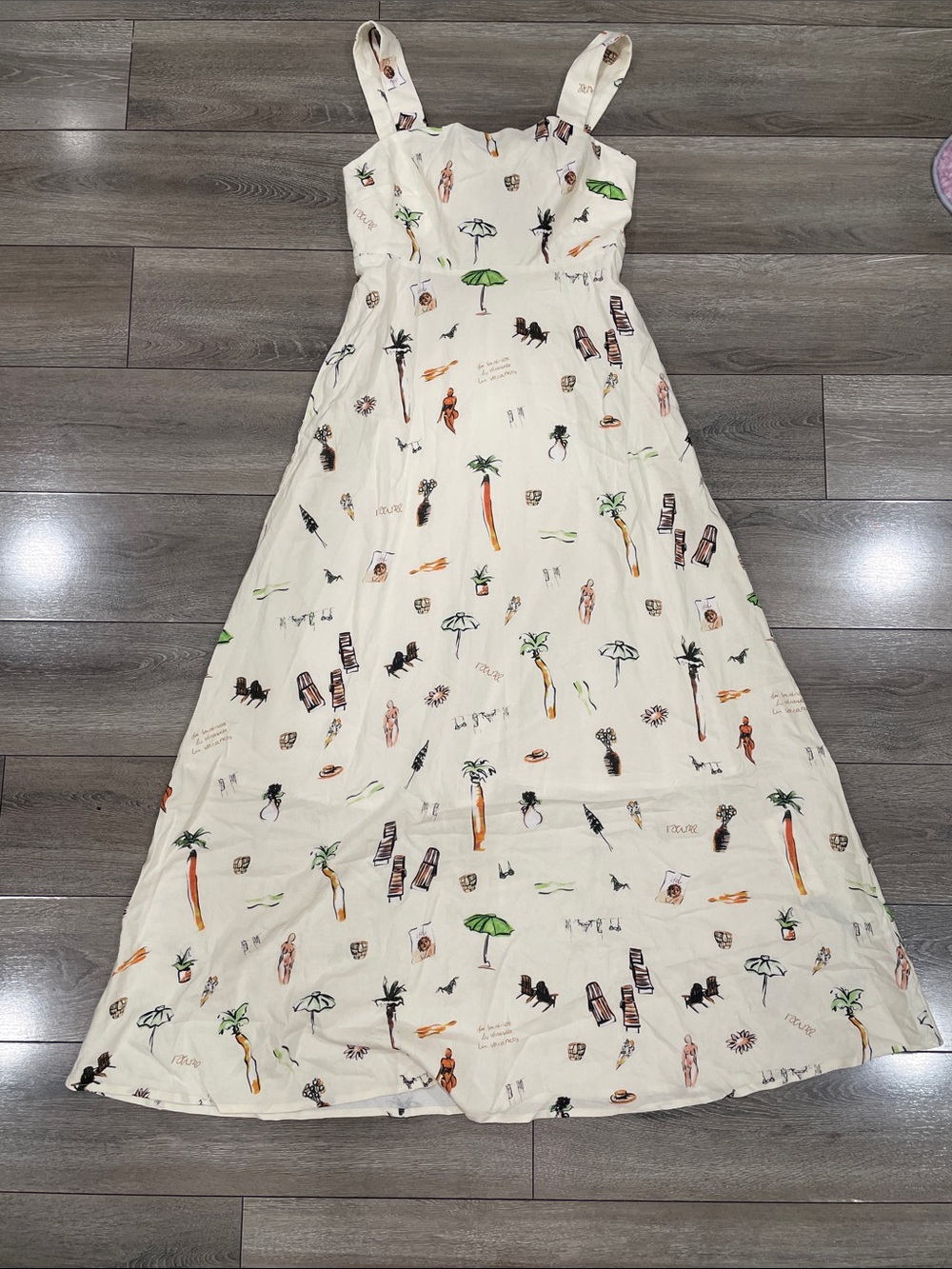 Commense Cream Maxi Dress with Tropical Print